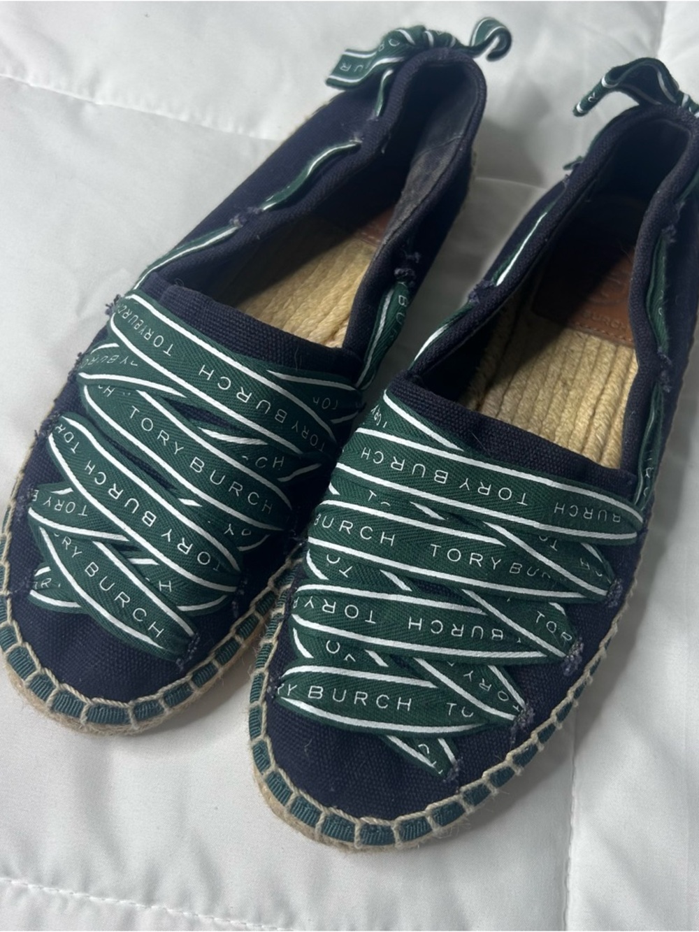 Tory Burch Shoes 6 Navy Ribbon Espadrilles